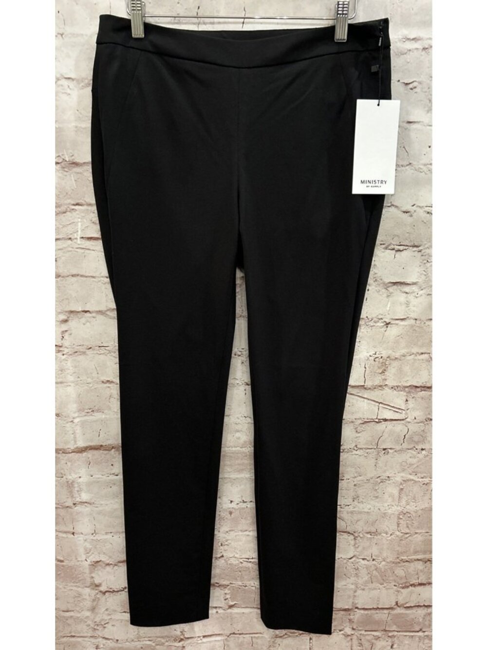 Ministry of Supply Womens Kinetic Skinny Pant Black Side Zip Size 8 NEW